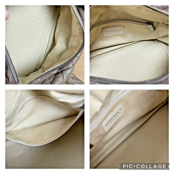 CHANEL Lady Braid Taupe Tan Chain Bowler Bag Quilted Boston Leather CC Auth - Picture 13 of 16